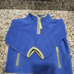 Blue Fleece Pullover with Green Accents